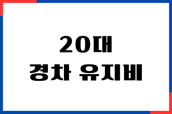 20대 경차 유지비 어느정도 일까 보험료, 유류세 혜택, 절약방법