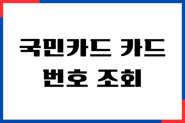 국민카드 카드번호 조회, 유효기간, CVC번호 확인