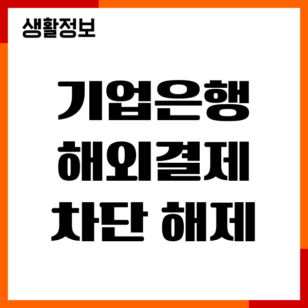 기업은행 해외결제 차단 해제, 설정 방법 총정리