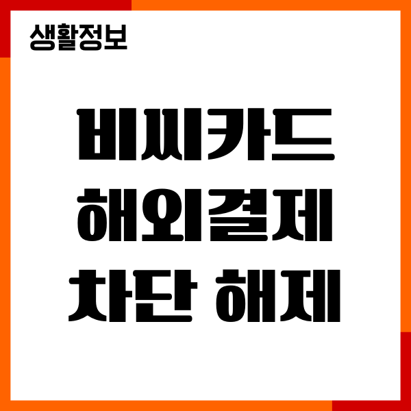 비씨카드 해외결제 차단 해제, 정지 해결 방법