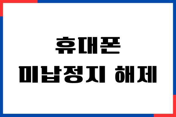 휴대폰 미납정지 해제 풀기, 해결 방법, 주의사항