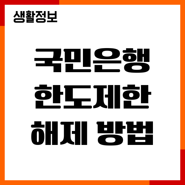 국민은행 한도제한 해제 방법, 필요서류, 주의사항