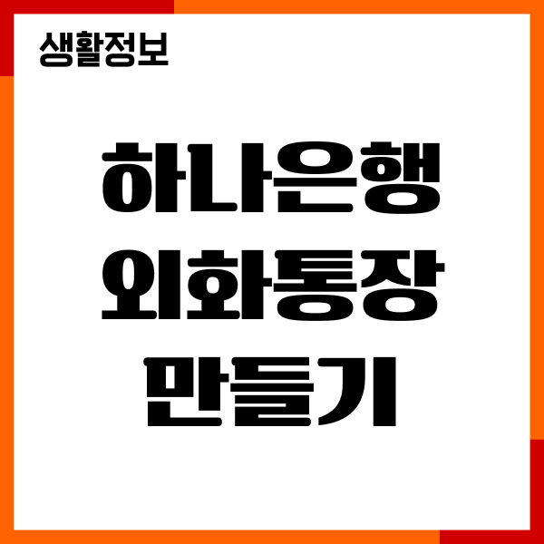 하나은행 외화통장 만들기, 해외송금, 계좌개설 후기