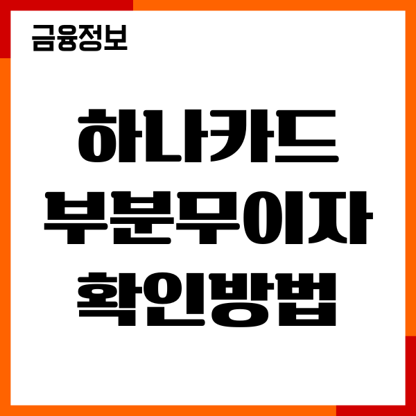 하나카드 부분무이자 확인방법, 할부기간, 가맹점 조회